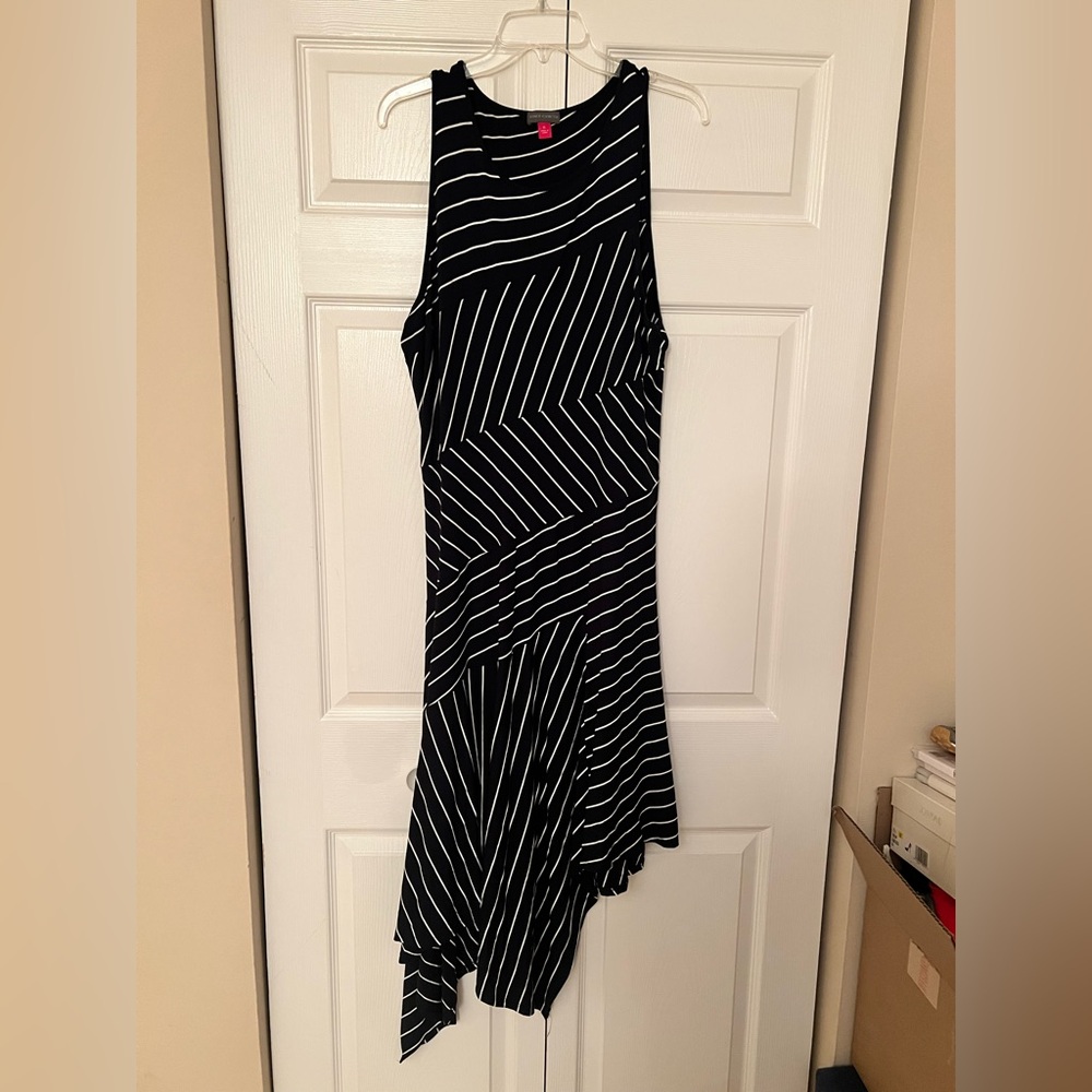 Vince Camuto Dark Navy and White Asymmetrical Dress